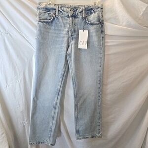ZARA Jeans 6688/014/406 Women's Size 2/34 Light Wash Jeans Button Front NWT